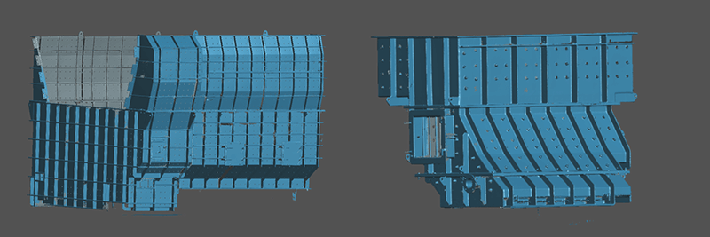 中觀3D掃描檢測掃描大型礦山設(shè)備配件